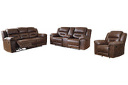 Stoneland Chocolate Reclining Sofa, Loveseat and Recliner -  Ashley - Lara Furniture