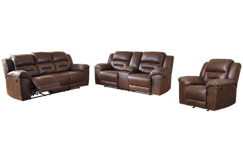 Stoneland Chocolate Reclining Sofa, Loveseat and Recliner -  Ashley - Lara Furniture