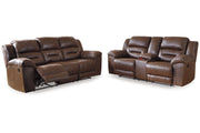 Stoneland Chocolate Reclining Sofa and Loveseat -  Ashley - Lara Furniture