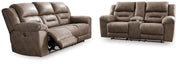 Stoneland Power Reclining Sofa and Loveseat in Fossil from Ashley - Lara Furniture