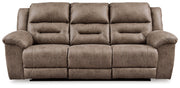 Stoneland Power Reclining Sofa, Loveseat and Recliner in Fossil from Ashley - Lara Furniture