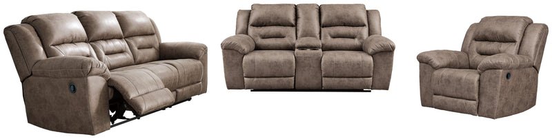 Stoneland Reclining Sofa, Loveseat and Recliner in Fossil from Ashley - Lara Furniture
