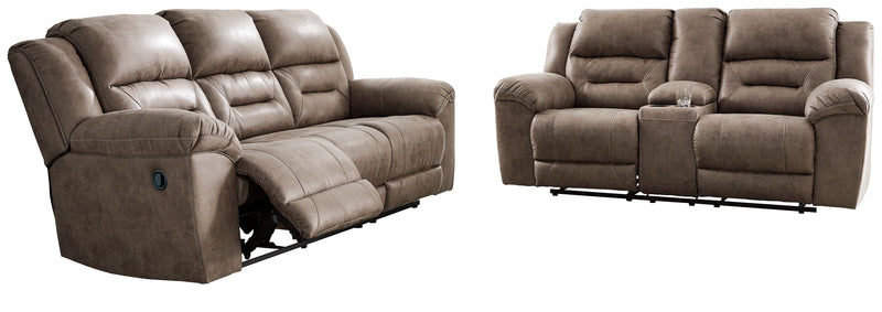 Stoneland Reclining Sofa and Loveseat in Fossil from Ashley - Lara Furniture