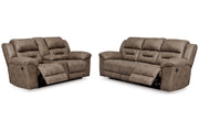 Stoneland Fossil Reclining Sofa and Power Reclining Loveseat -  Ashley - Lara Furniture