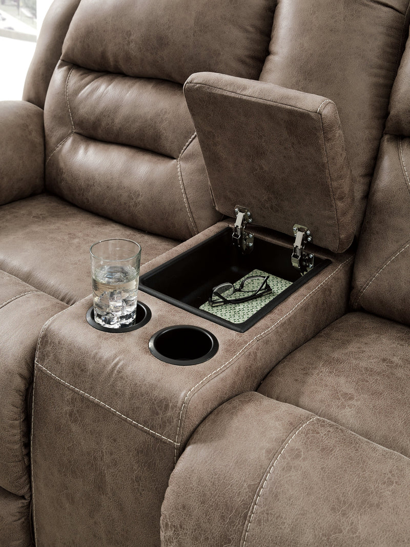 Stoneland Power Reclining Sofa, Loveseat and Recliner in Fossil from Ashley - Lara Furniture