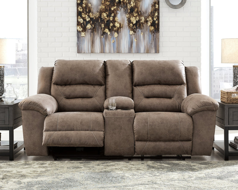Stoneland Power Reclining Sofa, Loveseat and Recliner in Fossil from Ashley - Lara Furniture