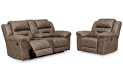 Stoneland Fossil Reclining Loveseat and Power Recliner -  Ashley - Lara Furniture