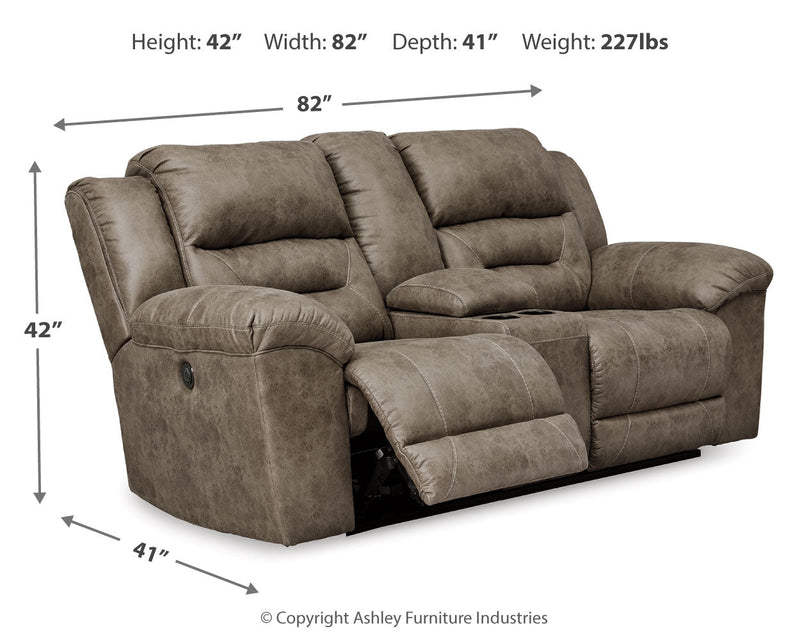 Stoneland Power Reclining Sofa, Loveseat and Recliner in Fossil from Ashley - Lara Furniture