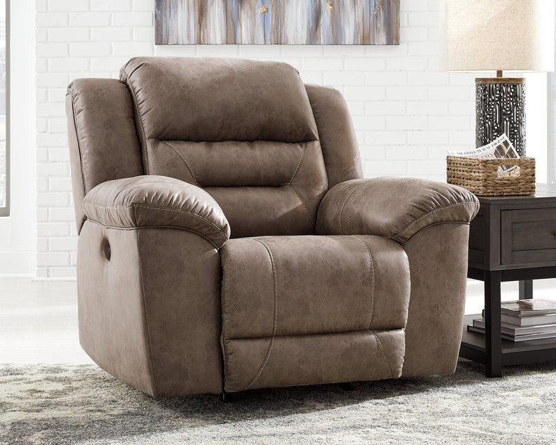Stoneland Power Reclining Sofa, Loveseat and Recliner in Fossil from Ashley - Lara Furniture