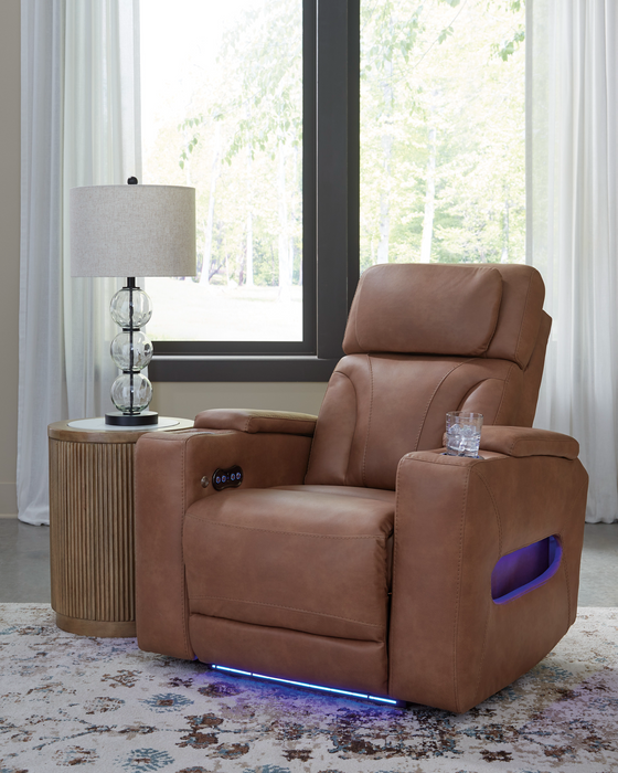 Clean-Slate  Caramel PWR Recliner/ADJ Headrest