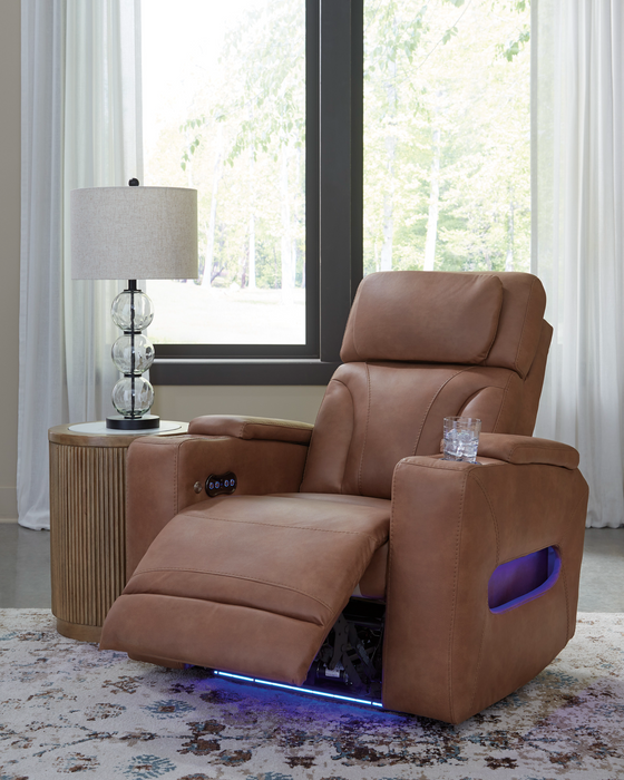 Clean-Slate  Caramel PWR Recliner/ADJ Headrest