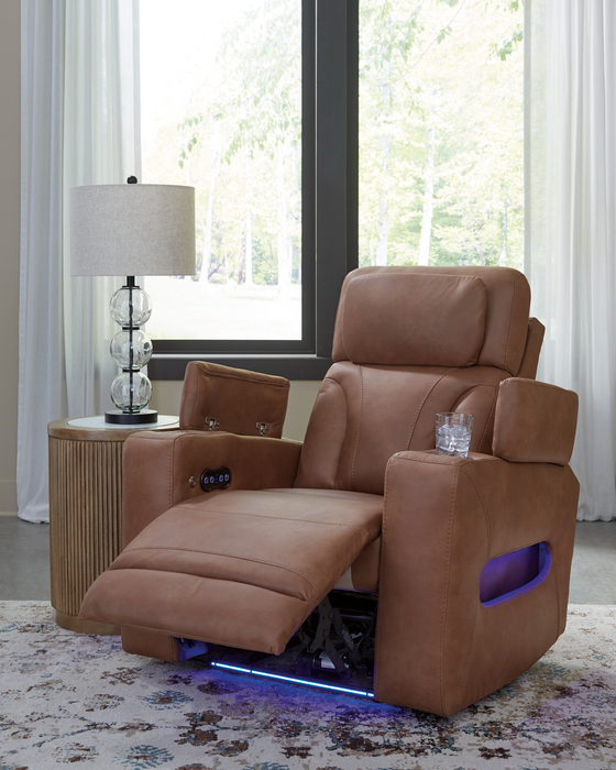 Clean-Slate  Caramel PWR Recliner/ADJ Headrest