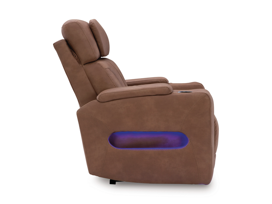 Clean-Slate  Caramel PWR Recliner/ADJ Headrest