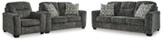 Lonoke Gunmetal Sofa, Loveseat and Oversized Chair from Ashley - Lara Furniture