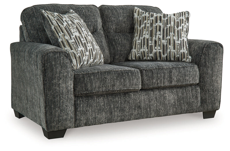Lonoke Gunmetal Sofa, Loveseat and Oversized Chair from Ashley - Lara Furniture
