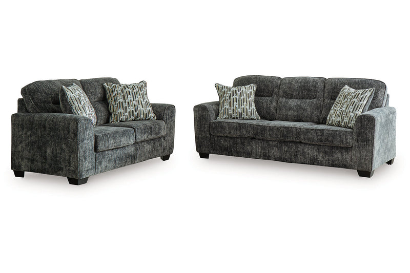 Lonoke Gunmetal Sofa and Loveseat -  Ashley - Lara Furniture