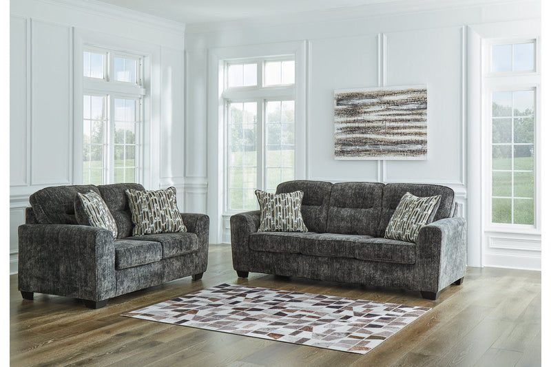 Lonoke Gunmetal Sofa and Loveseat -  Ashley - Lara Furniture