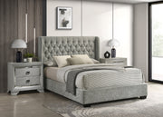 Daphne Light Gray Tweed Upholstered King Bed from Crown Mark - Lara Furniture