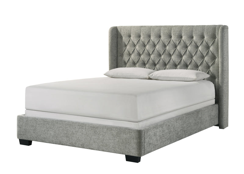 Daphne Light Gray Tweed Upholstered King Bed from Crown Mark - Lara Furniture