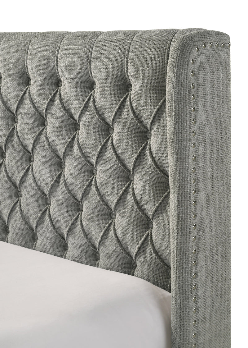 Daphne Light Gray Tweed Upholstered King Bed from Crown Mark - Lara Furniture