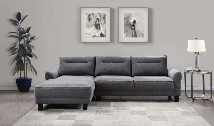 Caspian Upholstered Curved Arm Chaise  Gray Sectional