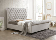 Kate Light Gray King Upholstered Sleigh Platform Bed from Crown Mark - Lara Furniture