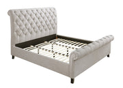 Kate Light Gray King Upholstered Sleigh Platform Bed from Crown Mark - Lara Furniture