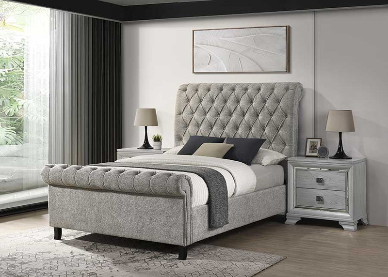 Kate Gray Upholstery King Bed from Crown Mark - Lara Furniture