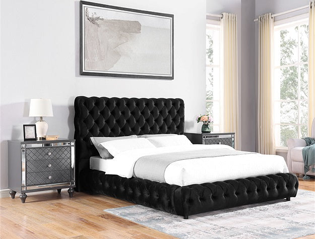 Flory Q. Headboard/Footboard -Black - Lara Furniture