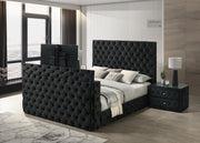 Josephine Black Queen Upholstered Panel Bed with TV Lift from Crown Mark - Lara Furniture