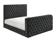 Josephine Black Queen Upholstered Panel Bed with TV Lift from Crown Mark - Lara Furniture