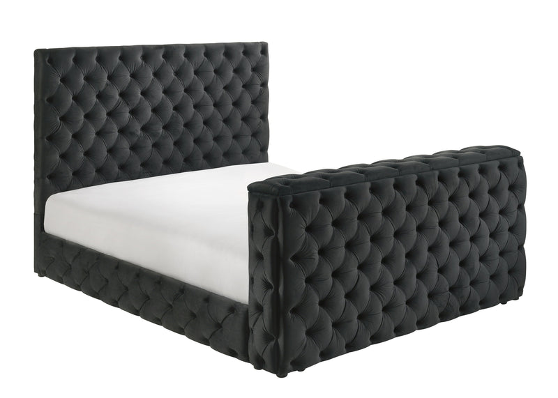 Josephine Black Queen Upholstered Panel Bed with TV Lift from Crown Mark - Lara Furniture
