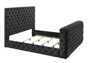 Josephine Black Queen Upholstered Panel Bed with TV Lift from Crown Mark - Lara Furniture