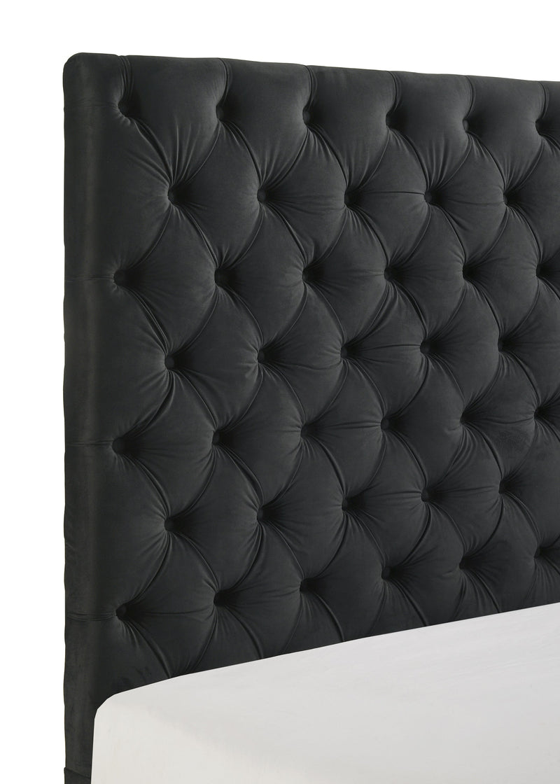 Josephine Black Queen Upholstered Panel Bed with TV Lift from Crown Mark - Lara Furniture