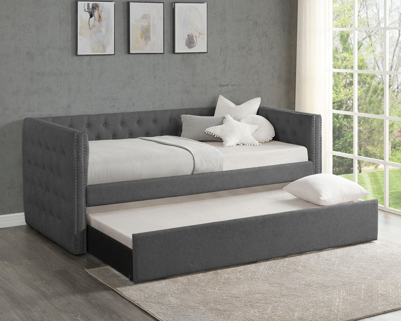 Trina Gunmetal Gray Daybed with Trundle from Crown Mark - Lara Furniture