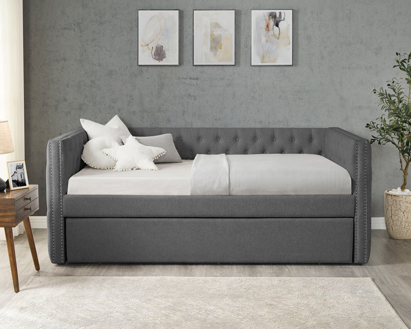Trina Gunmetal Gray Daybed with Trundle from Crown Mark - Lara Furniture