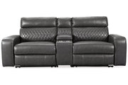 Samperstone Gray 3-Piece Power Reclining Sectional Loveseat -  Ashley - Lara Furniture