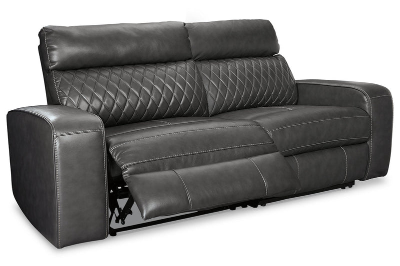 Samperstone Gray 2-Piece Power Reclining Sectional Loveseat -  Ashley - Lara Furniture