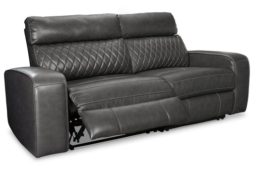 Samperstone Gray 2-Piece Power Reclining Sectional Loveseat -  Ashley - Lara Furniture