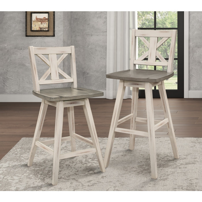 5602-24WT Swivel Counter Height Chair, White, Set of 2 - 5602-24WT