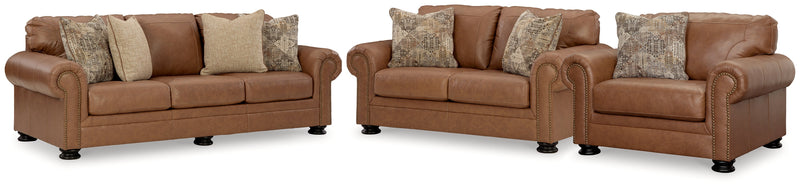 Carianna Caramel Sofa, Loveseat and Oversized Chair from Ashley - Lara Furniture