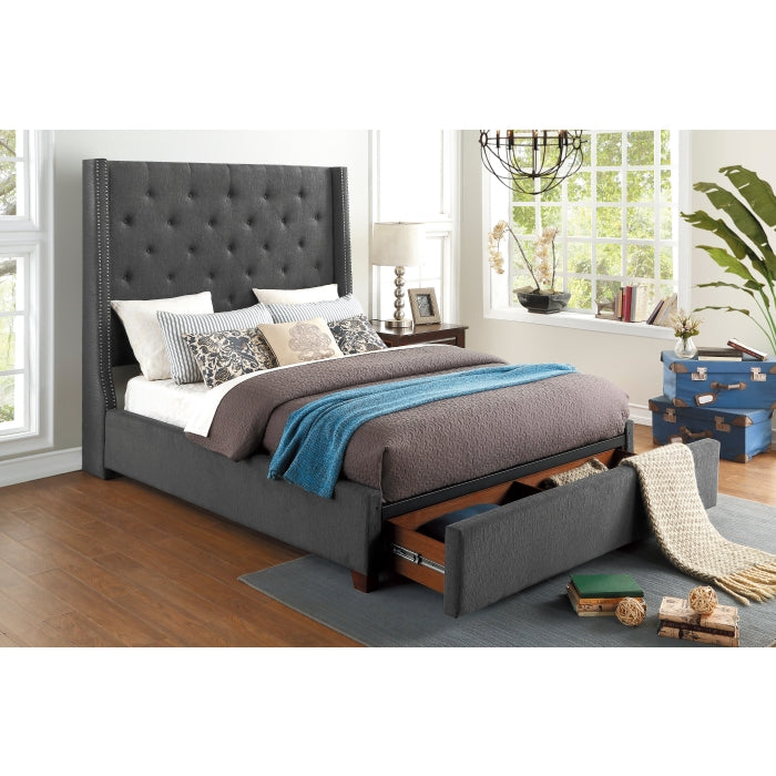 5877FGY-1DW* (3)Full Platform Bed with Storage Footboard - 5877FGY-1DW*