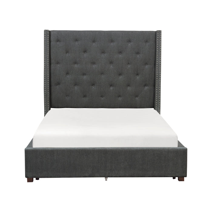 5877GY-1DW* (3)Queen Platform Bed with Storage Footboard - 5877GY-1DW*