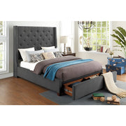 5877GY-1DW* (3)Queen Platform Bed with Storage Footboard - 5877GY-1DW*