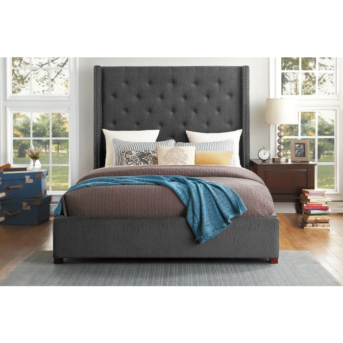 5877GY-1DW* (3)Queen Platform Bed with Storage Footboard - 5877GY-1DW*
