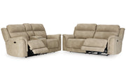 Next-Gen DuraPella Sand Power Reclining Sofa and Loveseat -  Ashley - Lara Furniture