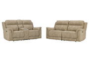 Next-Gen DuraPella Sand Power Reclining Sofa and Loveseat -  Ashley - Lara Furniture