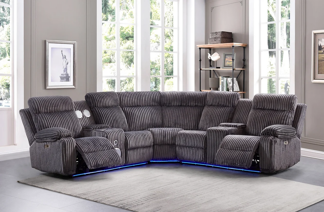 Fresno Gray 3 Piece Power Reclining Sectional