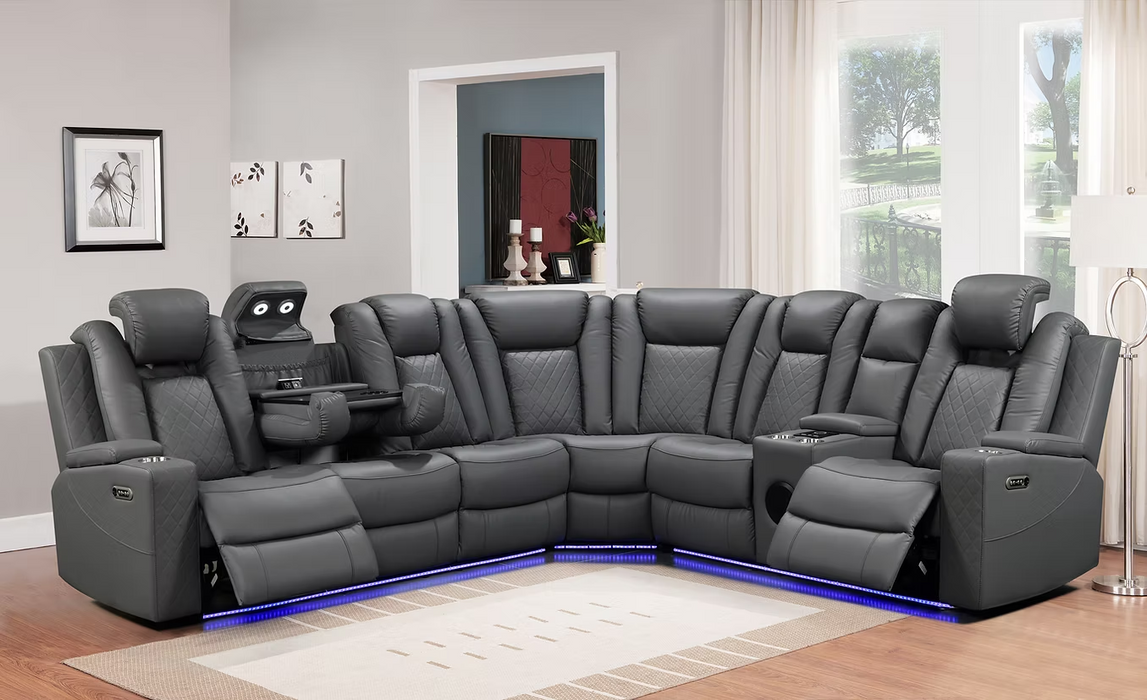 Daytona Gray 3 Piece Power Sectional
