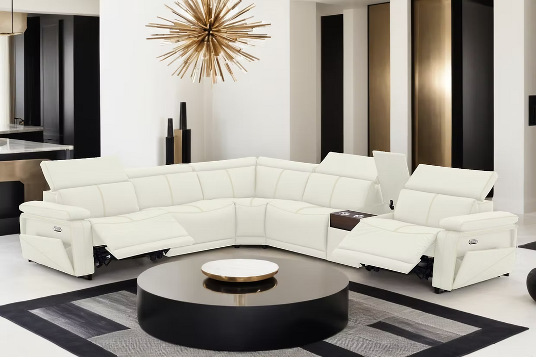 Phoenix White 6 Piece Power Sectional